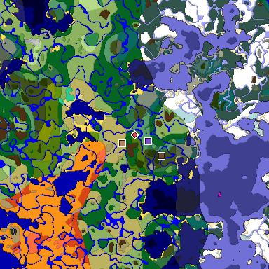 Predicted biome map of Java 1.19.2 seed 1095442950364812835 around estimated spawn