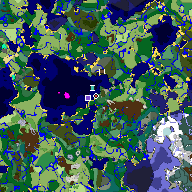Predicted biome map of Java 1.19.2 seed -5794654160736573972 around estimated spawn