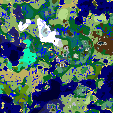 Map of Minecraft seed -1318937244425442832 around spawn
