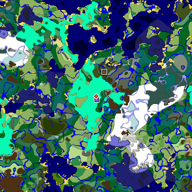 Predicted biome map of Java 1.19.2 seed 6010814688083894728 around estimated spawn