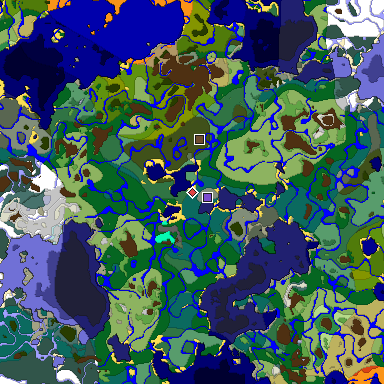 Predicted biome map of Java 1.19.2 seed 4483550494960506013 around estimated spawn
