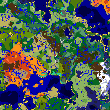 Predicted biome map of Java 1.19.2 seed 1606047447298339521 around estimated spawn
