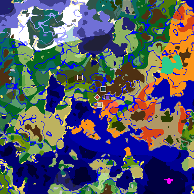 Map of Minecraft seed 2279664852833460730 around spawn