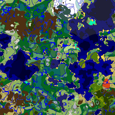 Predicted biome map of Java 1.19.2 seed 1588512491988732167 around estimated spawn