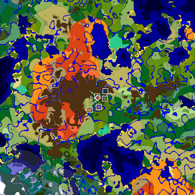 Predicted biome map of Java 1.19.2 seed 4729475817210907154 around estimated spawn