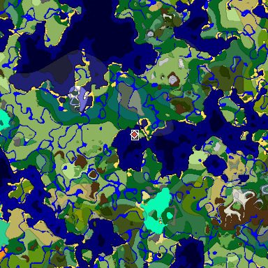Predicted biome map of Java 1.19.2 seed 8982467085822962990 around estimated spawn