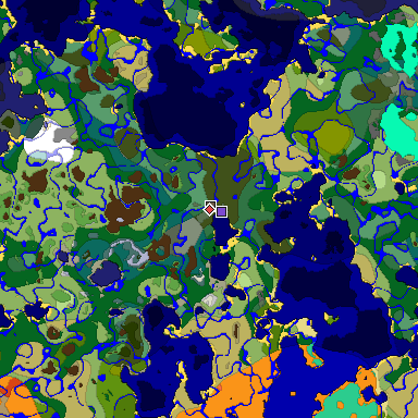 Predicted biome map of Java 1.19.2 seed -6690650798972042138 around estimated spawn