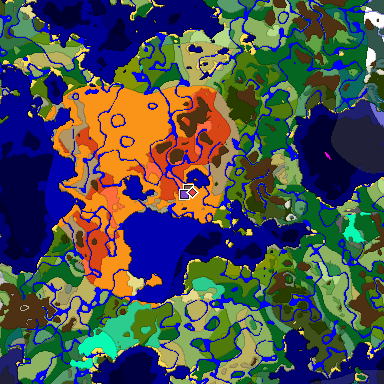 Predicted biome map of Java 1.19.2 seed 3991128491423450488 around estimated spawn