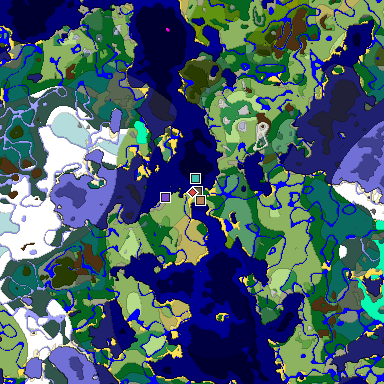 Predicted biome map of Java 1.19.2 seed -440477206120712653 around estimated spawn