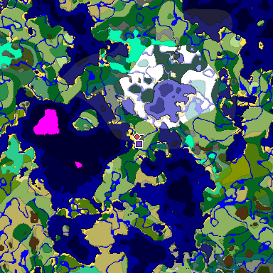 Predicted biome map of Java 1.19.2 seed 3328562886450602242 around estimated spawn
