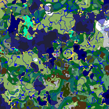 Predicted biome map of Java 1.19.2 seed -6282221193846013531 around estimated spawn