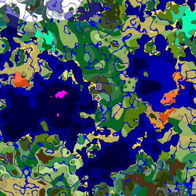 Predicted biome map of Java 1.19.2 seed -4490210989458411351 around estimated spawn
