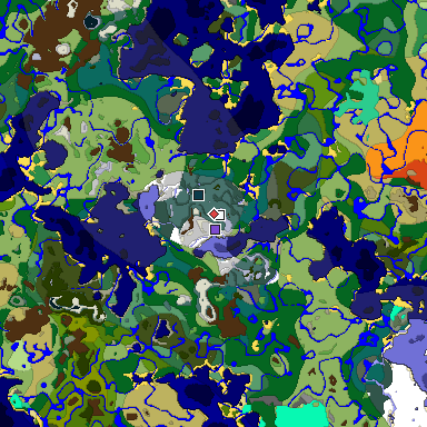 Predicted biome map of Java 1.19.2 seed -8603121736775629352 around estimated spawn