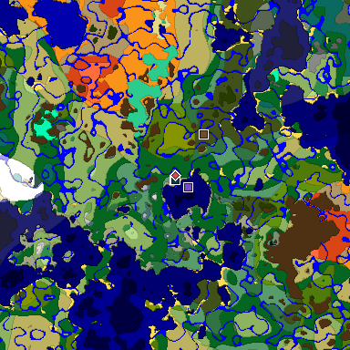 Predicted biome map of Java 1.19.2 seed 3743477038452054115 around estimated spawn