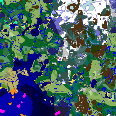 Predicted biome map of Java 1.19.2 seed 8538636005118994880 around estimated spawn