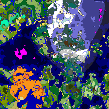 Predicted biome map of Java 1.19.2 seed 9208649914986497868 around estimated spawn