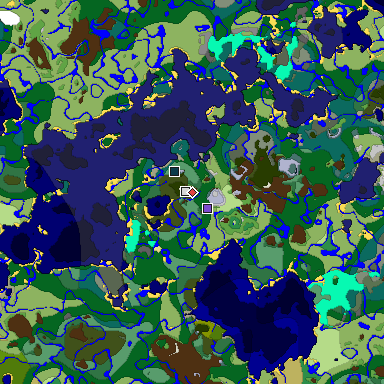 Predicted biome map of Java 1.19.2 seed -6265156922981476735 around estimated spawn