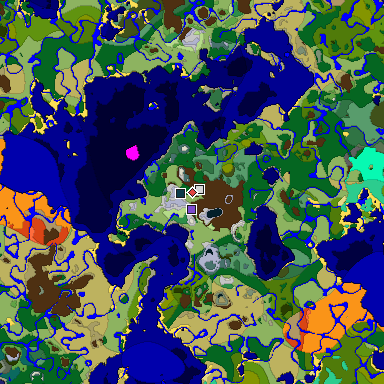 Predicted biome map of Java 1.19.2 seed -8001690348869624718 around estimated spawn