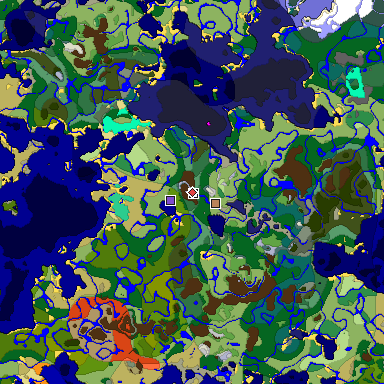 Predicted biome map of Java 1.19.2 seed 2598442924661971838 around estimated spawn