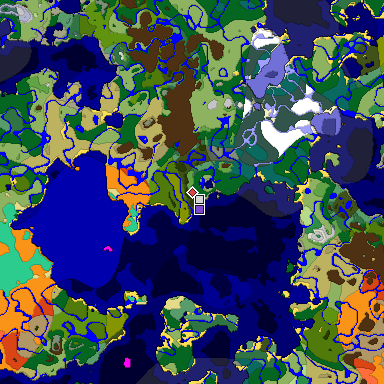 Predicted biome map of Java 1.19.2 seed 8904412357316353536 around estimated spawn