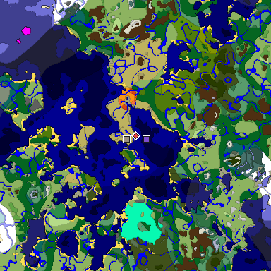 Predicted biome map of Java 1.19.2 seed 2339953515004346058 around estimated spawn