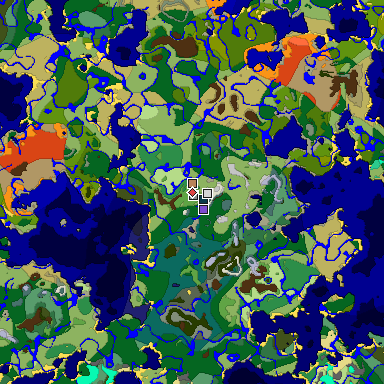 Predicted biome map of Java 1.19.2 seed -4166673328234782398 around estimated spawn