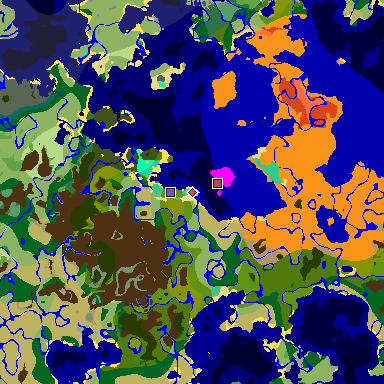 Map of Minecraft seed 2617078249167656715 around spawn