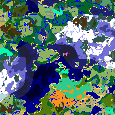 Map of Minecraft seed -3321726472404160598 around spawn