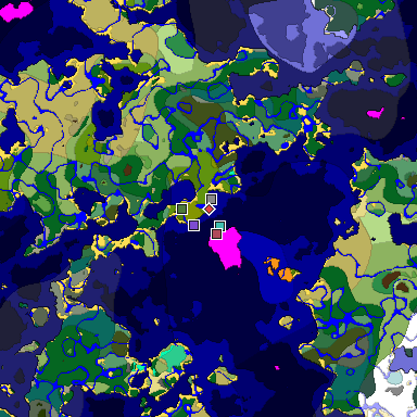Predicted biome map of Java 1.19.2 seed -4823840775163866376 around estimated spawn