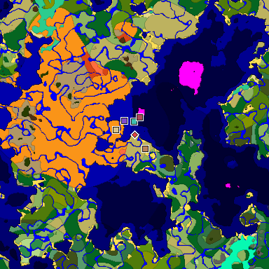Predicted biome map of Java 1.19.2 seed -8935642024368208241 around estimated spawn