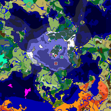Predicted biome map of Java 1.19.2 seed 6817772815168518506 around estimated spawn