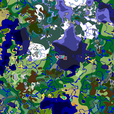 Predicted biome map of Java 1.19.2 seed 6918698417136772403 around estimated spawn