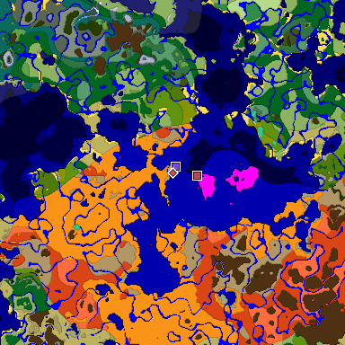 Predicted biome map of Java 1.19.2 seed -6156963585792992676 around estimated spawn