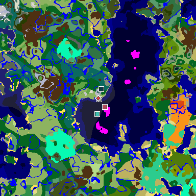 Map of Minecraft seed -3319821228367510214 around spawn