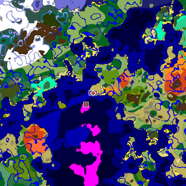 Predicted biome map of Java 1.19.2 seed 5581000502401820000 around estimated spawn