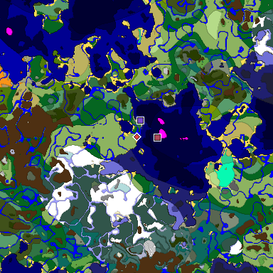 Predicted biome map of Java 1.19.2 seed -7240919964209400114 around estimated spawn