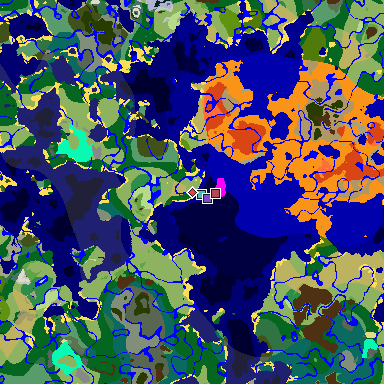 Map of Minecraft seed 3821284197584484740 around spawn