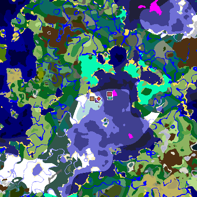 Map of Minecraft seed -7076651333604445558 around spawn