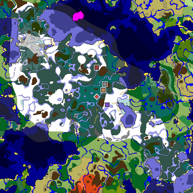 Predicted biome map of Java 1.19.2 seed 6469051464019813152 around estimated spawn