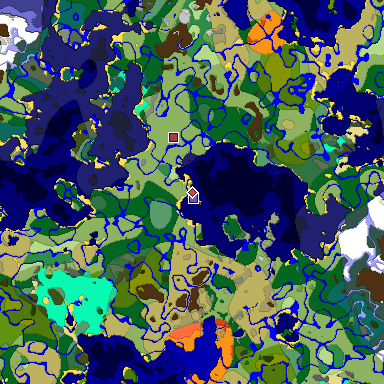 Predicted biome map of Java 1.19.2 seed 717637295145197051 around estimated spawn