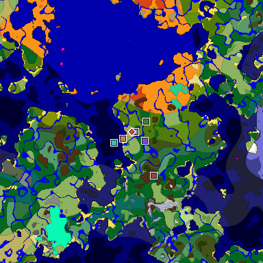 Predicted biome map of Java 1.19.2 seed -7082662671548815604 around estimated spawn
