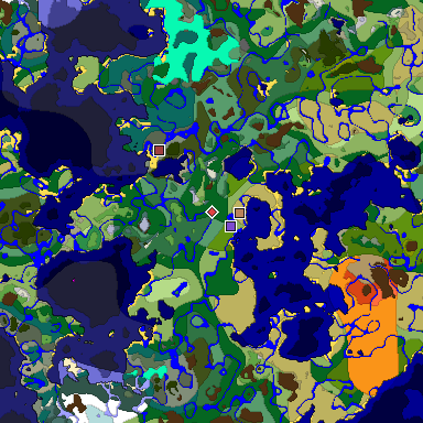 Predicted biome map of Java 1.19.2 seed -3800589720316064982 around estimated spawn