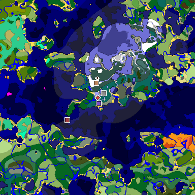 Predicted biome map of Java 1.19.2 seed -5509939697965498805 around estimated spawn