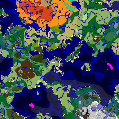 Predicted biome map of Java 1.19.2 seed 4123635644008870025 around estimated spawn