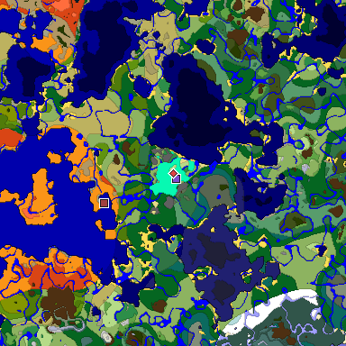 Predicted biome map of Java 1.19.2 seed -4774028408659396159 around estimated spawn