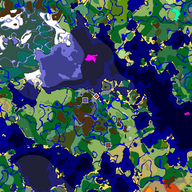 Predicted biome map of Java 1.19.2 seed -1364548048515506698 around estimated spawn