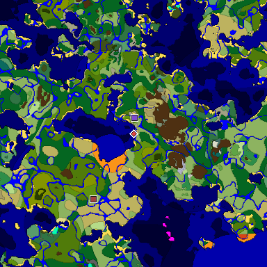 Predicted biome map of Java 1.19.2 seed 8735068370540469596 around estimated spawn