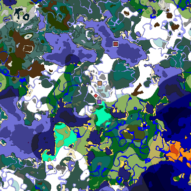 Predicted biome map of Java 1.19.2 seed 3862601253538680113 around estimated spawn