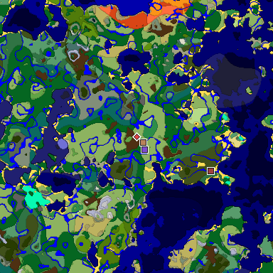 Predicted biome map of Java 1.19.2 seed -6535220989174578139 around estimated spawn
