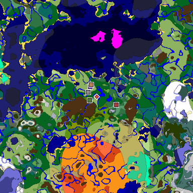 Predicted biome map of Java 1.19.2 seed -6006465272660245211 around estimated spawn